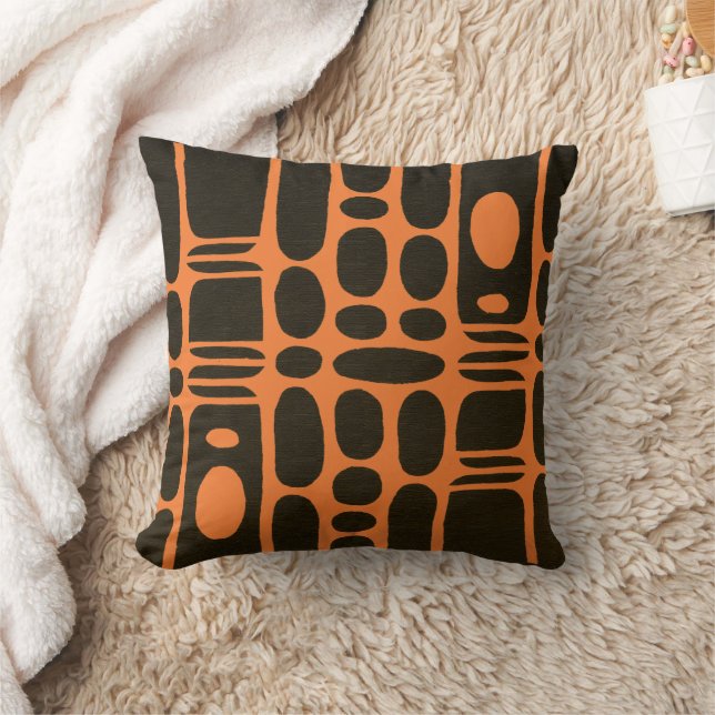 Almofada Afrocentric Geometric Brown & Chrome Orange (Cobertor)