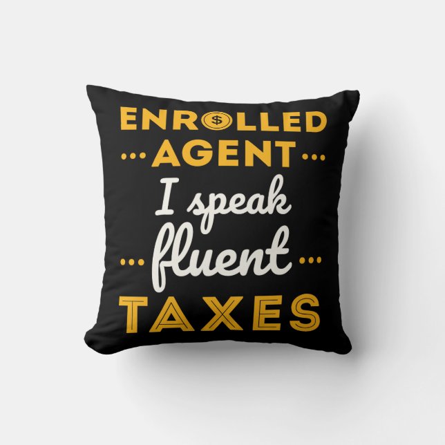 Almofada Agente Inscrito I Fala Impostos Fluentes (Frente)