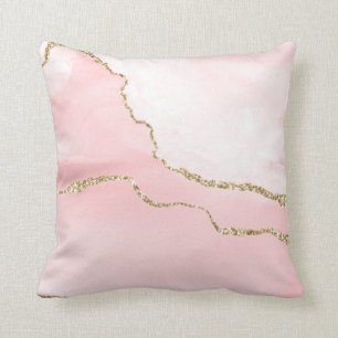 Almofada Agite de Blush Rosa com Elegante de Fita Dourada