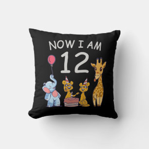 Almofada Agora tenho 12 anos de 12 de aniversário no Zoo