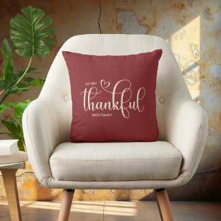 Almofada Agradecido Nome da Família Personalizado Burgundy