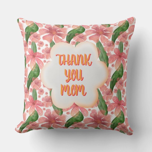 Almofada Agradecimento personalizado à Mãe em Aquarela (Frente)