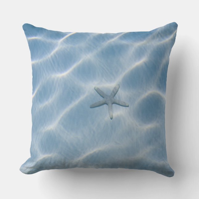 Almofada Água azul Rippled com estrela do mar (Frente)