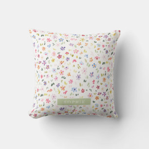 Almofada Água Colorida Floral Em Flor Nome Personalizado