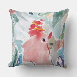 Almofada Aguarela do Cockatoo cor-de-rosa