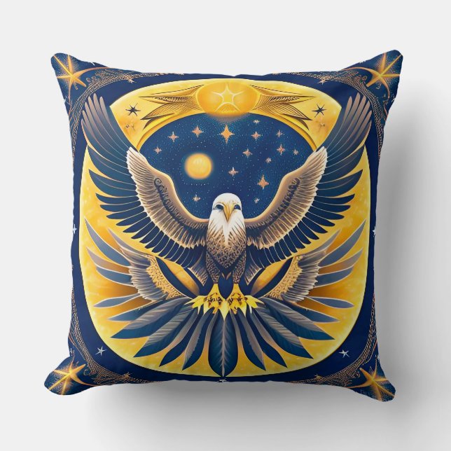 Almofada Águia Celestial no Céu Estrelado – Patriótico Ousa (Frente)