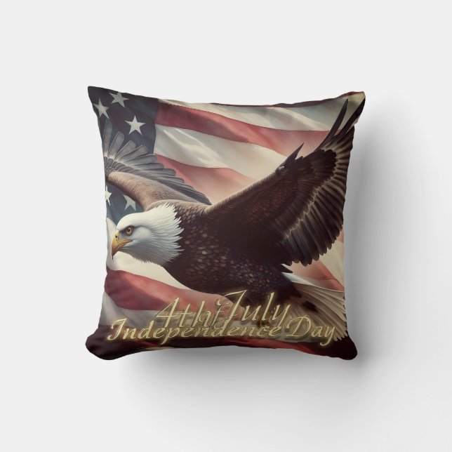 Almofada Águia de 4 de Julho com Bandeira Americana (Frente)