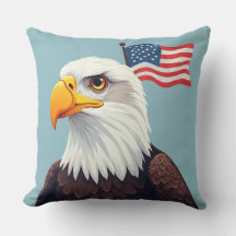 Águia de desenho animado com bandeira americana ac