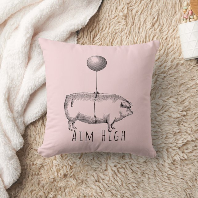 Almofada Aim High Cute Pig and Balloon Inspirational (Cobertor)