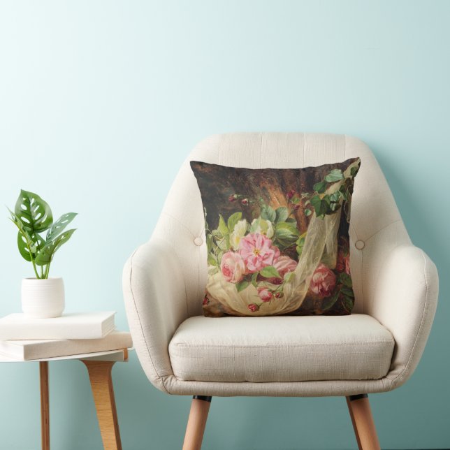 Almofada "Ainda viva com Rosas no chão da floresta" - Lach  (Cadeira)