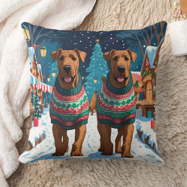 Almofada Airedale Dogs Christmas Snow Holiday (Cobertor)