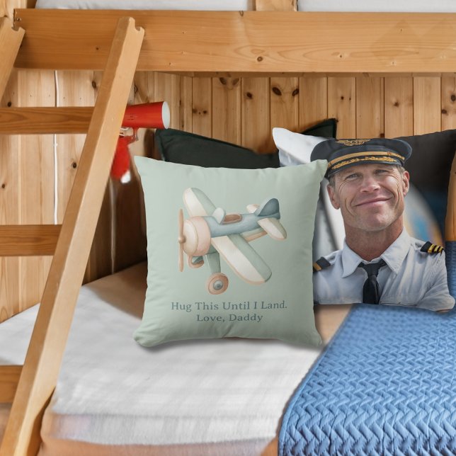 Almofada Airplane Photo "Hug This Until I Land" Baby Boy (Criador carregado)