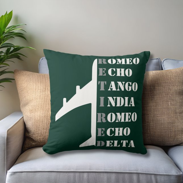 Almofada Airplane Retired Nato Phonetic Alphabet Aviation (Criador carregado)