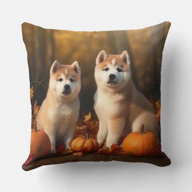 Almofada Akita Puppy Autumn Delight Pumpkin (Verso)