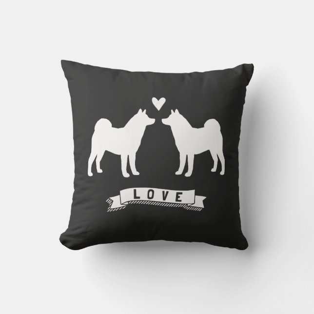 Almofada Akitas Love - Dog Silhouettes w/ Heart (Frente)