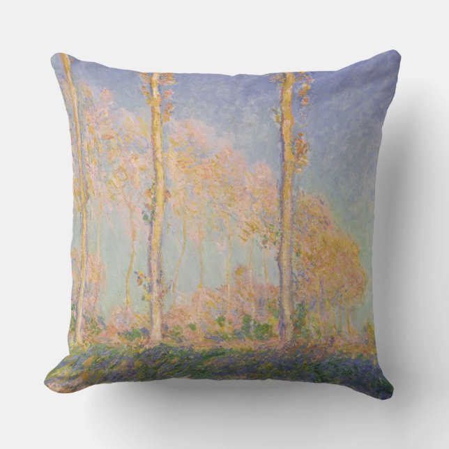 Almofada Álamos, paisagem impressionista, Claude Monet (Frente)