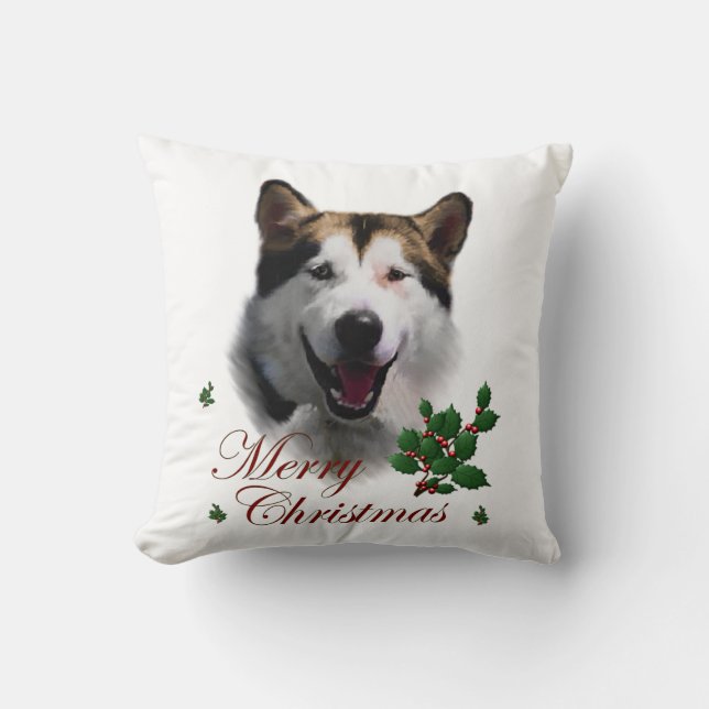 Almofada Alaskan Malamute Natal (Frente)