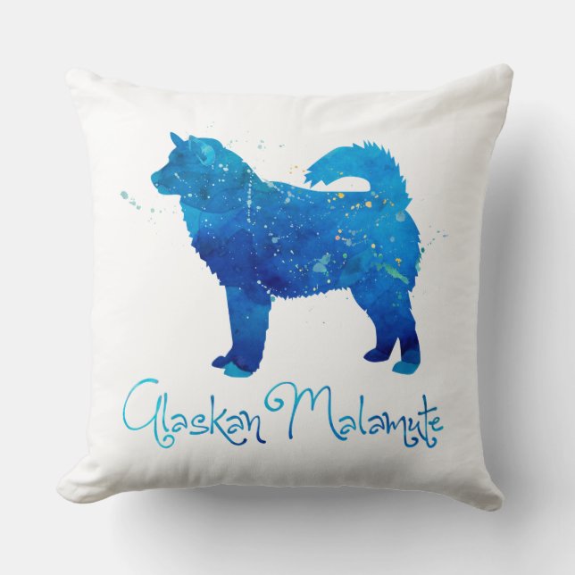 Almofada Alaskan Malamute Watercolor (Frente)
