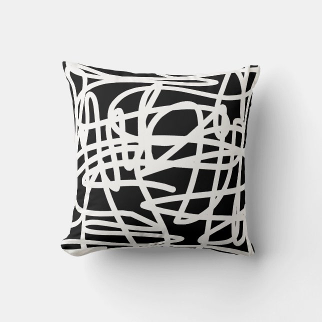 Almofada Alça abstrato-Arte Preta E Travesseiro decorativo  (Frente)