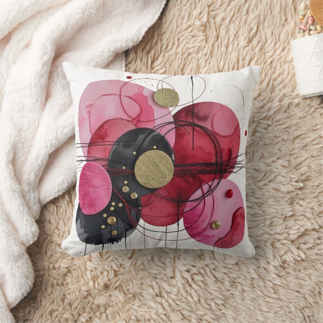Almofada Alça de Arte abstrato Vermelho e Dourado (Cobertor)