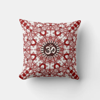 Almofada Alça/Travesseiro Vermelho Branco de Mandala e Geo-