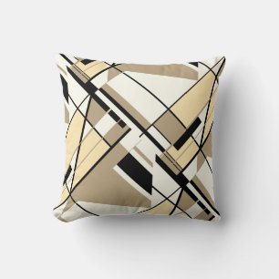 Almofada Alcance, bege, preto, Abstrato branco, Design angu