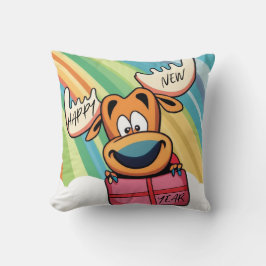 Almofada Alce feliz ano novo - Design de Celebração Festiva