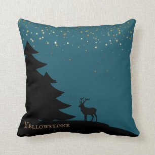 Almofada Alces e estrelas do travesseiro decorativo de