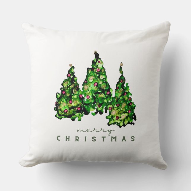 Almofada Alcohol Ink Design Christmas Tree Pillow (Frente)