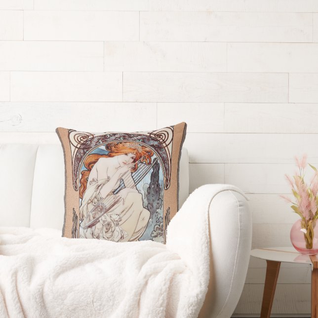 Almofada Alegoria de la Musique por Alphonse Mucha (Sofá)