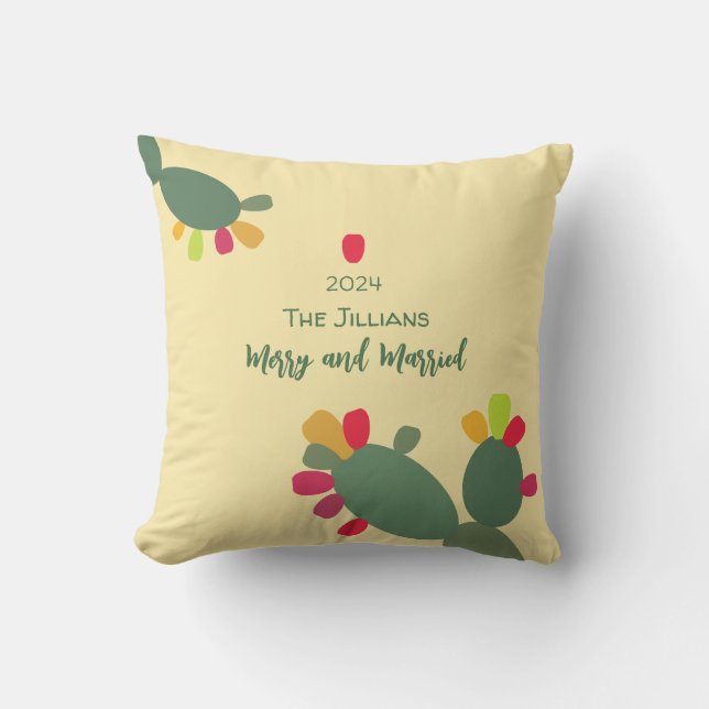 Almofada alegre e casado deserto colorido  (Frente)