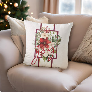 Almofada Alegre Script Floral Natal Elegante