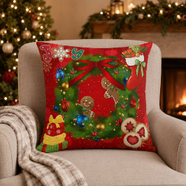 Almofada Alegria Coroa de Natal Biscoito Decorativo para La