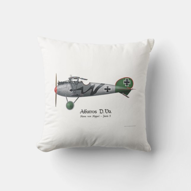 Almofada Alemão Lutador Hans von Hippel de Albatros D.Va (Frente)