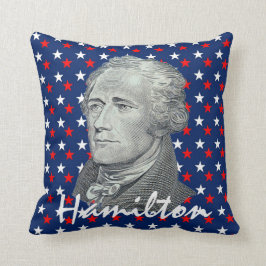 Almofada Alexander Hamilton em estrelas vermelhas, brancas