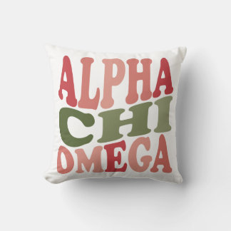Almofada Alfa Chi Omega Groovy Retro Gráfico Empilhado