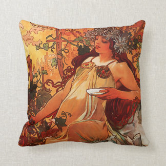 Almofada Alfons Mucha "Outono" Art Nouveau Travesseiro deco
