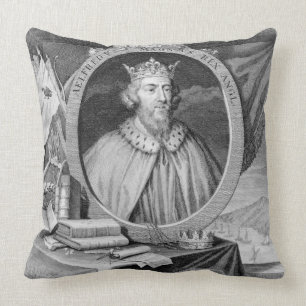 Almofada Alfred o grande (849-99) rei de Wessex, gravado