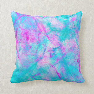 Almofada Algodão Doce Rosa & Azul Mancha de Aguarela