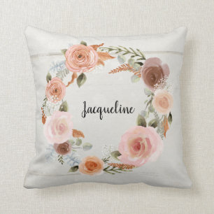 Almofada Algodão Floral Blush, Garota Branca De Pêssego D