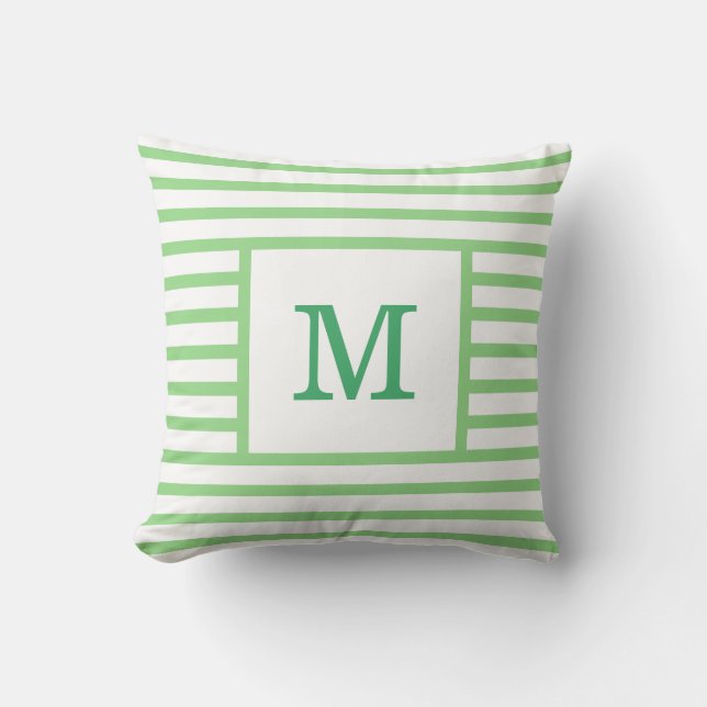 Almofada Algodão personalizado com faixas verdes e brancas (Frente)