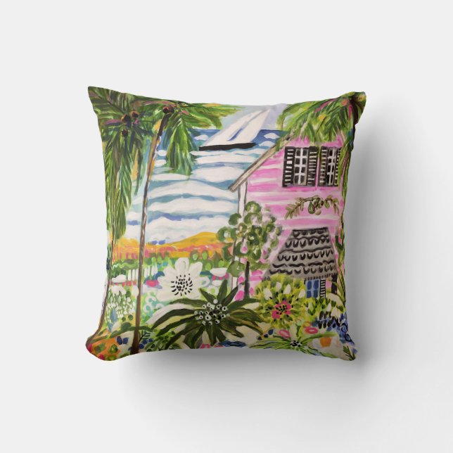 Almofada Algodão rosa perto da baía I (Frente)