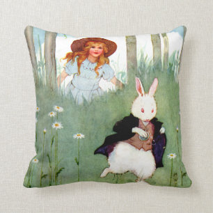 Almofada Alice e o coelho branco no país das maravilhas