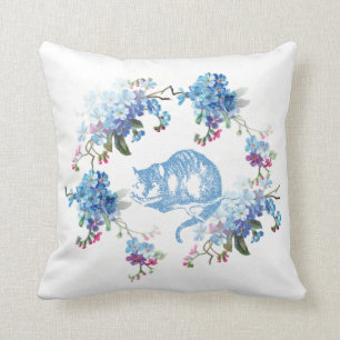 Almofada Alice em floral azul do gato de Cheshire do país