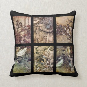 Almofada Alice em um grupo do poster vintage do país das