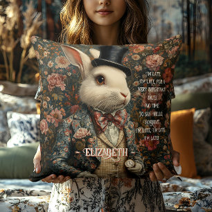 Almofada Alice no País das Maravilhas Coelho Branco Vintage