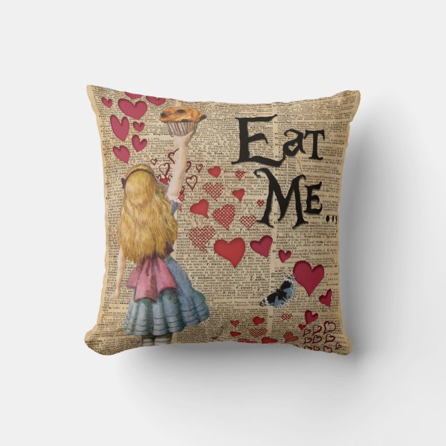 Almofada Alice no país das maravilhas come-me muffin (Frente)