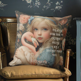 Almofada Alice no País das Maravilhas Vintage com Flamingo 