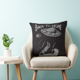 Almofada alienígena ufo surfing ilustrando com retorno ao h
