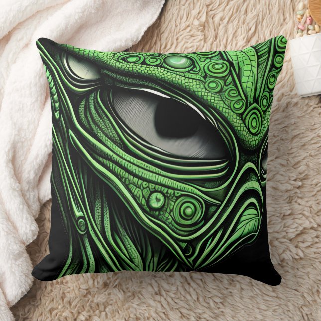 Almofada Alienígena Verde com Linhas Degenerativas ao Fundo (Cobertor)